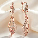 14K Gold Filled Unique Glossy Long Dangle Earrings Fashion High Quality Fine Jewellery