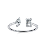 Fashion 925 Silver Sparkling Geometric AAAA Lab Created Diamond Opening Rings