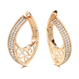 14K Gold Filled New Trendy AAA Zircon Diamonds Drop Unusual Ethnic Pattern Big Earrings