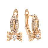 14K Gold Filled Micro Inlay AAA Zircon Diamonds Bow Fashion Clip Handmade Earrings