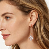 14 Karat Gold Filled Square White AAA Zircon Crystal Dangle Earrings Vintage Jewellery
