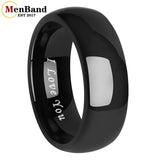 Dome High Polish Classics I Love You 6/8MM Men Women Wedding Tungsten Couple Rings