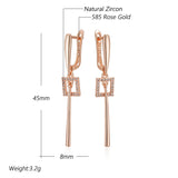 Glossy 14Karat Filled Gold AAA Lab Created Zircon Diamonds Long Dangle Earrings