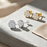 Fabulous D Colour VVS1 1.4 Carat Flower Moissanite Diamonds Unisex Silver Stud Earrings