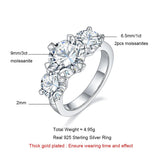 Beautiful 5ct D Colour Three Stone Moissanite Diamonds 18GP Silver Engagement Wedding Promise Rings GRA Jewellery
