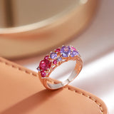 14 Karat Filled Gold New Vintage Purple AAA Zircon Crystals Ethnic Rings Elegant Jewellery
