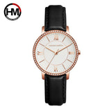 New Elegant Luxury Zircon Diamonds Quartz Movement 34mm Stainless Steel Mesh Leather Strap Casual Fashion Wristwatch