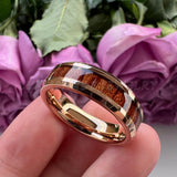 New Tungsten Wood Inlay Beveled Egdes Flat Polished Finish Fashion Wedding Rings For Men Women - The Jewellery Supermarket