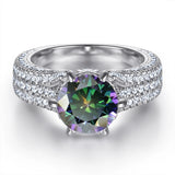 Selection of 2 Carat Multicolour VVS1 D Colour Moissanite Silver Wedding Rings