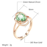 Geometric Light Green Filled 14K Rose Gold Trendy AAA Zircon Crystal Ring For Women Fashion Jewellery