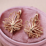14 Karat Gold Filled Life Tree Glossy Hollow Clip Hoop Earrings Elegant Jewellery