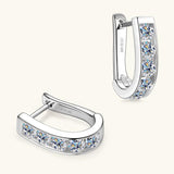 Superb 14KGP 3mm D VVS1 Moissanite Diamonds U-shaped Hoops Geometric Earrings, Silver Engagement Fine Jewellery