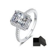 Brilliant 2/1CT Radiant Cut VVS1 D Colour Moissanite Diamonds Silver Engagement Ring
