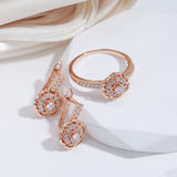 Filled Rose Gold of 14-Karat Purity Vintage AAA Zircon Diamonds Flower Ring - Romantic Wedding Bride Jewellery