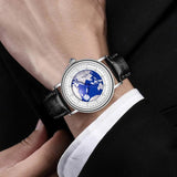 New Arrival Blue Planet Creative Earth Fashion Quartz Wristwatches -  Leather Sport Luminous Dial Mens Watches - The Jewellery Supermarket