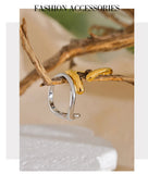 18K Gold Plated Minimalist New Style Stainless Steel Open Chic Adjustable Fashion Ring