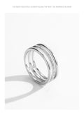 Three Line 925 Sterling Silver with Dazzling AAAA Lab Created Diamonds Ring