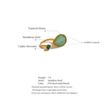 14K Gold Plated Stainless Steel Green Natural Stone AAA Zirconia Water Drop Geometric Ring