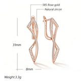 14 Karat Filled Gold Unique Romantic Shiny AAA Zircon Diamonds Glossy Drop Earrings