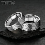 Flat Two Colors Hammered 6/8mm Tungsten Wedding Rings for Men and Women
