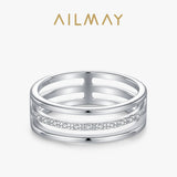 Three Line 925 Sterling Silver with Dazzling AAAA Lab Created Diamonds Ring
