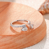 New Design 4*6mm Double Waterdrop VVS1 D Colour Moissanite Diamonds Silver Open Ring