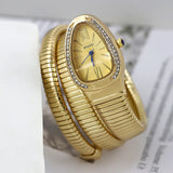 Luxury Fashion Unique Snake Shape Women's Watches - Zircon Diamonds Bling Gold Luxury Quartz Ladies Watches