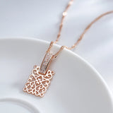 14K Gold Filled Gold Ethnic Square AAA Zircon Diamonds Long Vintage Pendant Necklace