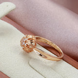 14K Filled Gold AAA Zircon Diamonds Personality Spherical Geometric Hollow Elegant Ring