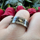 Pipe Cut Polished Finish Groove Inlay Silver Colour Men Women Tungsten Wedding Rings