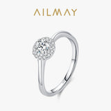 Trendy 925 Sterling Silver Brilliant Round AAAA Lab Created Diamond Rings