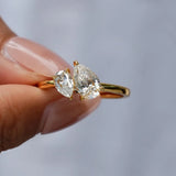 New Design 1.5cttw Toi Et Moi Pear Cut VVS1 D Colour Moissanite Diamond Engagement Ring