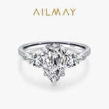 Luxury 5 carat Pear Cut AAAA Lab Created Diamond 925 Silver Engagement Ring