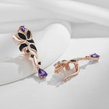 14K Gold Filled Luxury Gun Black Purple or Green AAA Zircon Crystals Fine Elegant Earrings