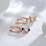 Luxury Party Jewellery Full Geometric 14K Filled Rose Gold Black White AAA Zircon Crystals Earrings for Women