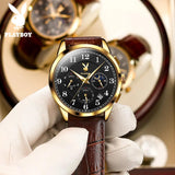 Famous Brand Luxury Multifunction Original Leather Strap Waterproof Quartz Casual Fashion Business Watches for Men