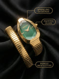 High Quality Gold Diamond Set Snake Shaped Dress Watch Bangle Unique Brand Watch