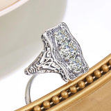 Unique 3 Stone Moissanite Diamond Rings With Certficiate SilverEngagement Wedding  Jewellery Pass Diamond Test
