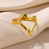 New In Stainless Steel 14K Gold Colour Rings For Women and Girls - Ideal Trendy Fashion Rings, Ideal Gifts - The Jewellery Supermarket