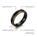 New Arrival Trendy 5MM Black Gold Colour Plated Tungsten Carbide Engagement Wedding Ring - Jewellery Gifts For Men - The Jewellery Supermarket