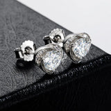 Elegant Heart Shape Flower 1ct D Colour Moissanite Diamonds Earrings for Women - Silver Sparkling Fine Jewellery - The Jewellery Supermarket