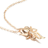 14K Gold Filled Vintage Style Hollow Flower AAA Zircon Diamonds Fine Pendant Necklace