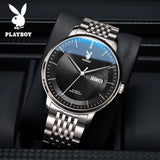 Top Brand Luxury Mechanical Watch for Men - Grey Dial Stainless Steel Waterproof Date Week Automatic WristWatches