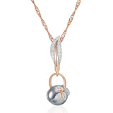 14K Rolled Gold Grey Pearl and AAA Zircon Diamonds Luxury Pendant And Necklace For Women