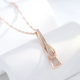 14K Gold Filled Geometric Full Paved AAA Zircon Diamonds Curve Triangle Pendant Necklace