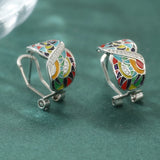Vintage Chic Design Multicolour Handmade Enamel Hoop Delicate Earrings