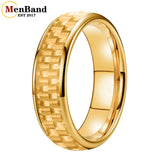 Carbon Fiber Inlay 4/6/8mm Gold Tungsten Engagement Wedding Rings for Men Women