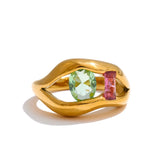18K Gold Plated Stainless Steel Fashion Unique AAA Cubic Zirconia Diamonds Lip Design Ring