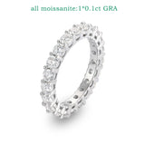 Stunning 3mm VVS1 D Colour Moissanite Diamonds Eternity 925 Sterling Silver Rings