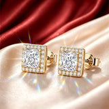 GRA Certificate 0.5~2.0ct Princess Cut Moissanite Diamonds Stud Silver Earrings